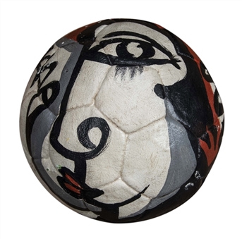 Menelaw Sete Signed Original Painting on Soccer Ball Gifted to the Brazilian Football Confederation (Brazilian Football Confederation Employee LOA)